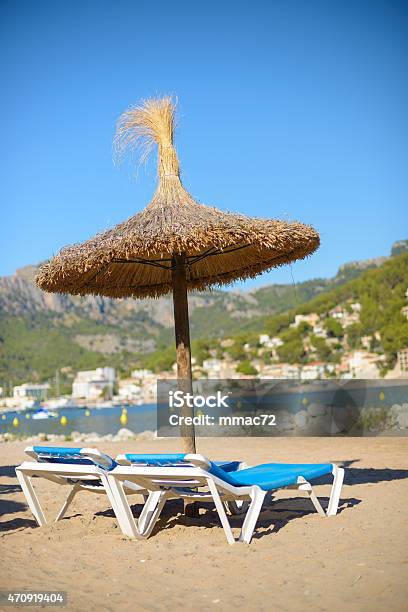 Beach With Parasol Mallorca Spain Stock Photo - Download Image Now - 2015, Balearic Islands, Beach