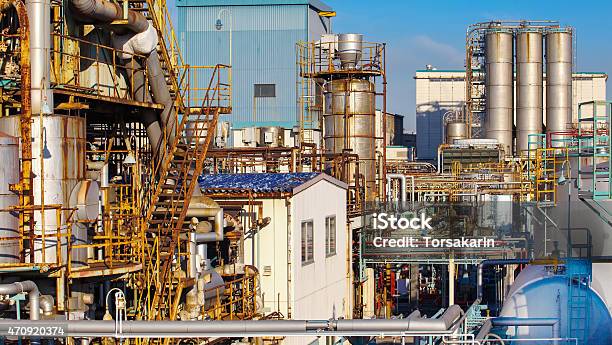 Oil Refinery Stock Photo - Download Image Now - 2015, Backgrounds, Blue