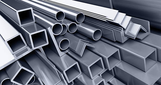 background metallic pipes, corners, types stock photo