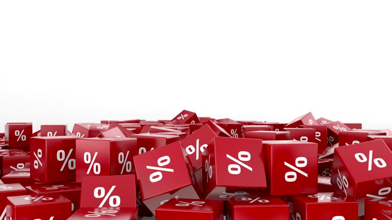 Falling red cubes with percent