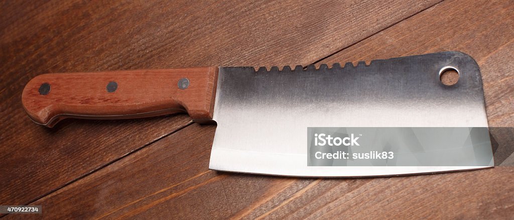 butcher knife steel butcher knife on the table 2015 Stock Photo