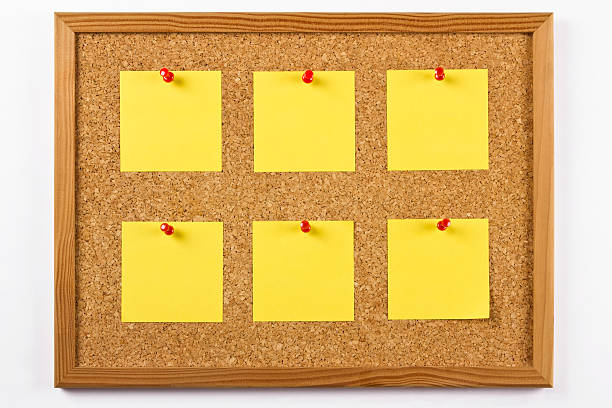 istock Cork Board with Yellow Notepapers on White Background 470923298