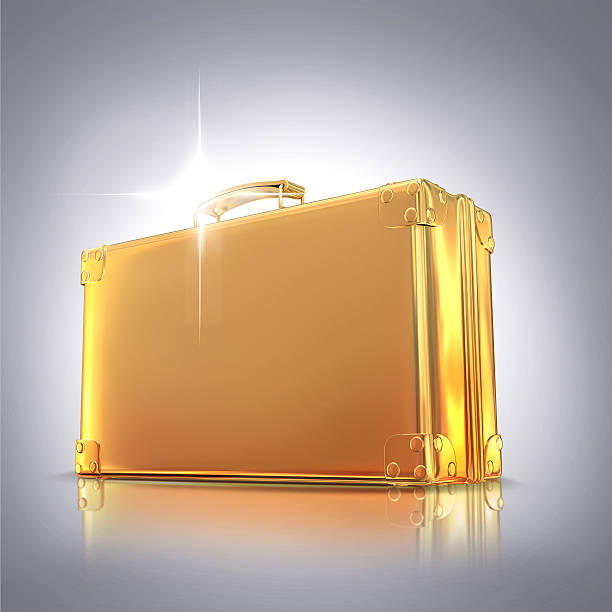 istock Beautiful golden briefcase representing  business on gray background 470923990