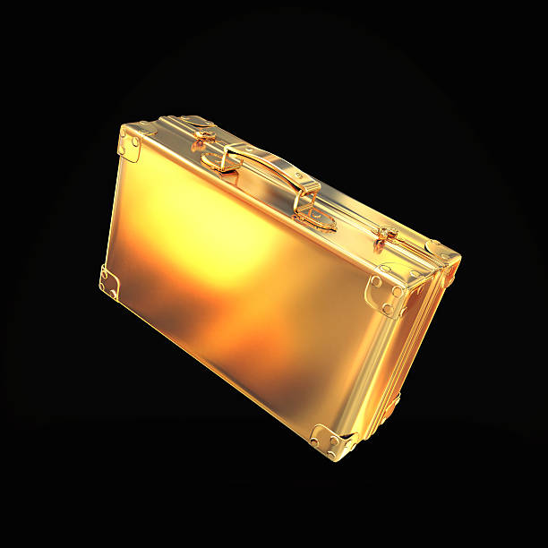 istock Beautiful golden briefcase representing  business on black background 470924108
