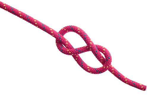 Figure of Eight Knot isolated on white background.