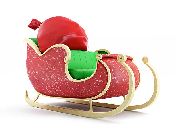 santa sleigh and Santa's Sack with Gifts stock photo