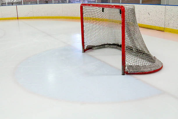 istock Ice hockey net pointing left and goalie crease 470927074