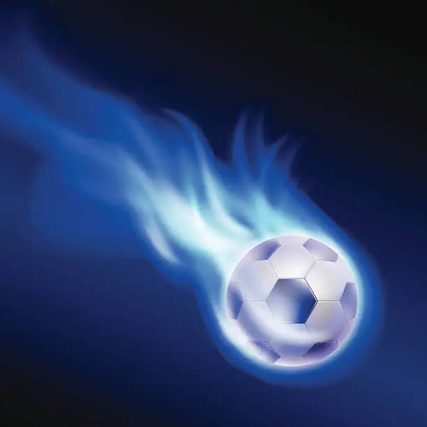 Vector illustration of Burning football on blue fire