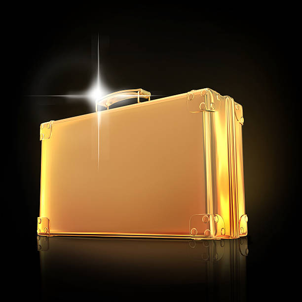 istock Beautiful golden briefcase representing  business on black background 470927156