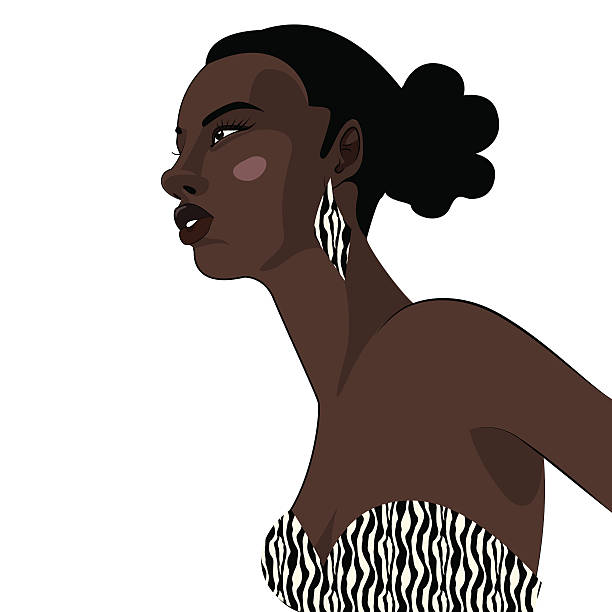 портрет красивая афро американских женщина - sunbathing shirtless tan female stock illustrations