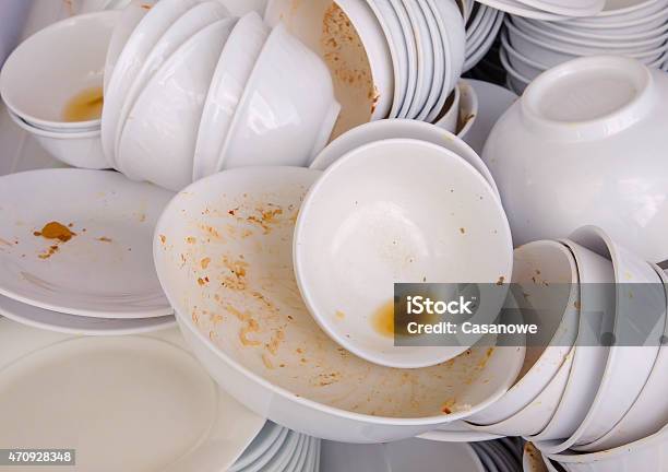 Dirty Dishes Waiting For Wash Stock Photo - Download Image Now - 2015, Balance, Bowl