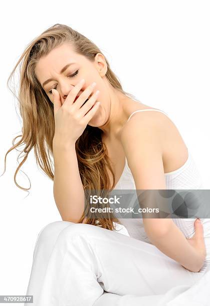 Woman Yawning Stock Photo - Download Image Now - 20-24 Years, Adult, Adults Only