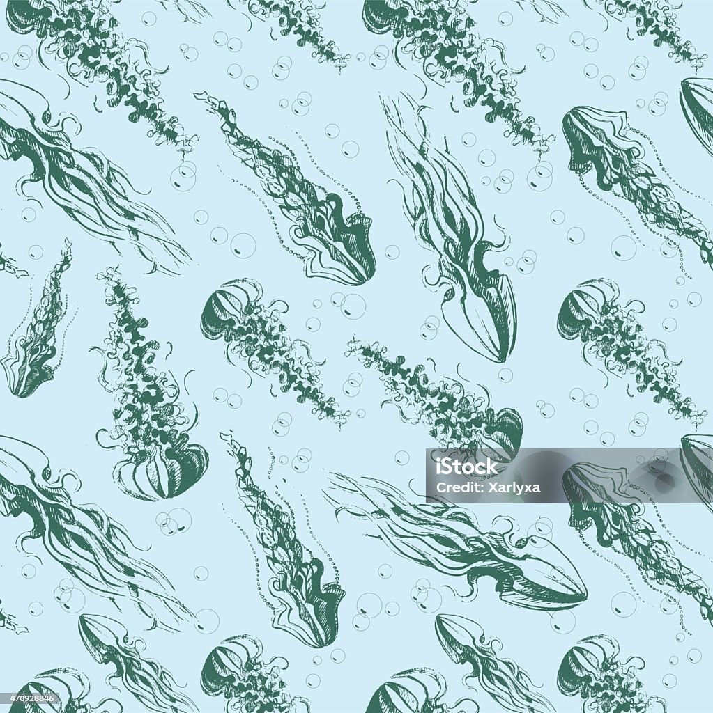Ręcznie rysowane jellyfish - Grafika wektorowa royalty-free (2015)