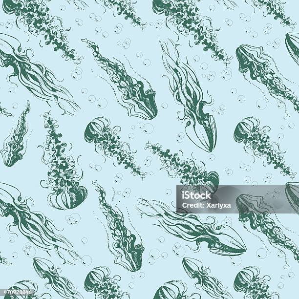 Ręcznie Rysowane Jellyfish - Stockowe grafiki wektorowe i więcej obrazów 2015 - 2015, Abstrakcja, Bazgroły - Rysunek