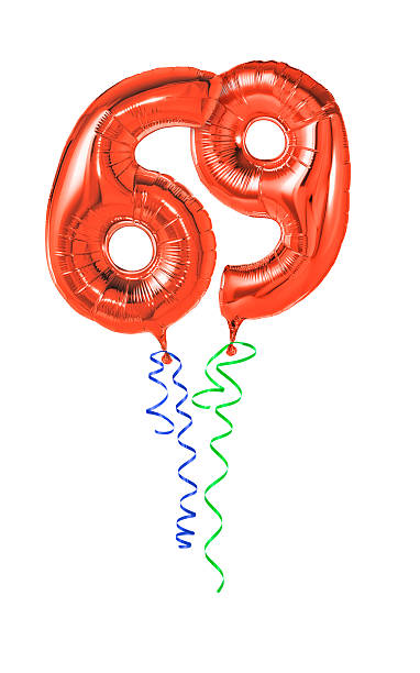 istock Red balloons with ribbon - Number 69 470932088