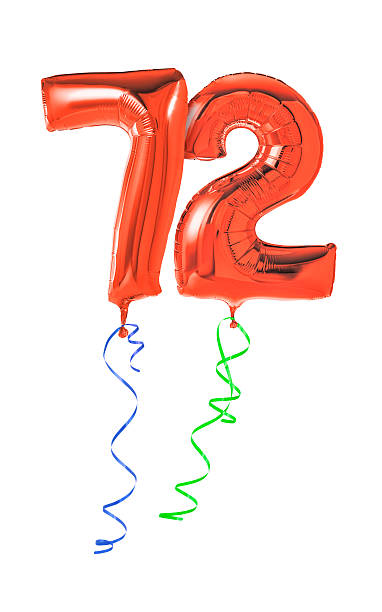 istock Red balloons with ribbon - Number 72 470932090