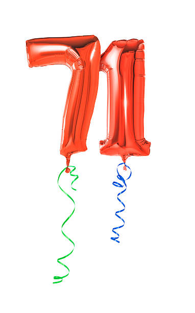 istock Red balloons with ribbon - Number 71 470932092