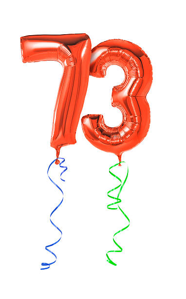 istock Red balloons with ribbon - Number 73 470932096