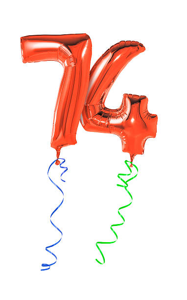 istock Red balloons with ribbon - Number 74 470932098