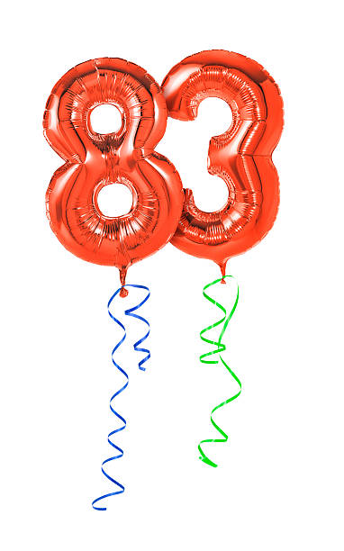 istock Red balloons with ribbon - Number 83 470932410