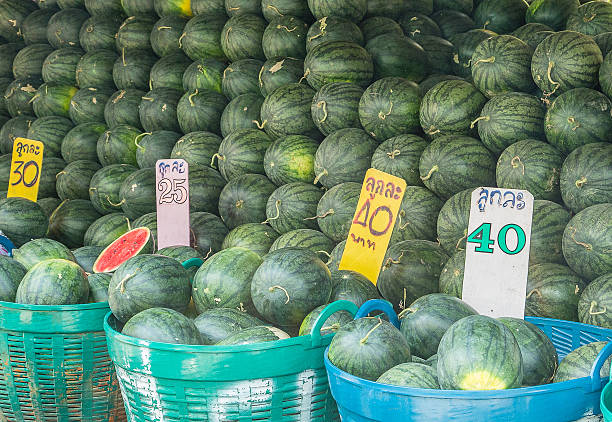 Watermelons Watermelons on the market for sale in Thailand warorot stock pictures, royalty-free photos & images