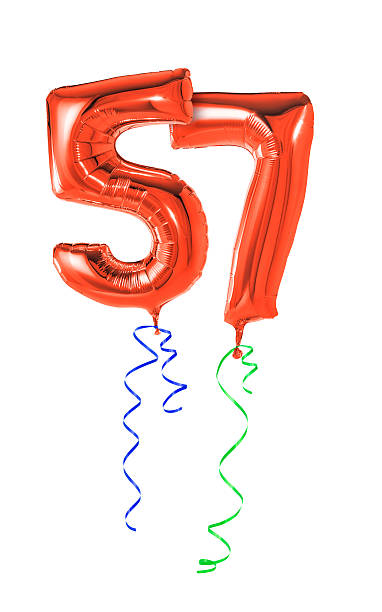 istock Red balloons with ribbon - Number 57 470933212