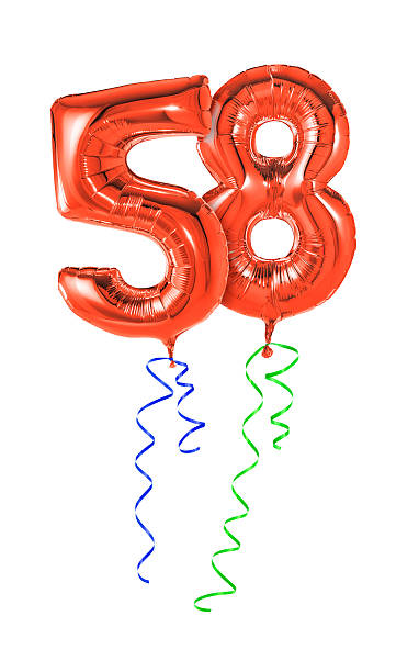 istock Red balloons with ribbon - Number 58 470933216