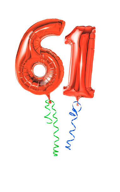 istock Red balloons with ribbon - Number 61 470933220
