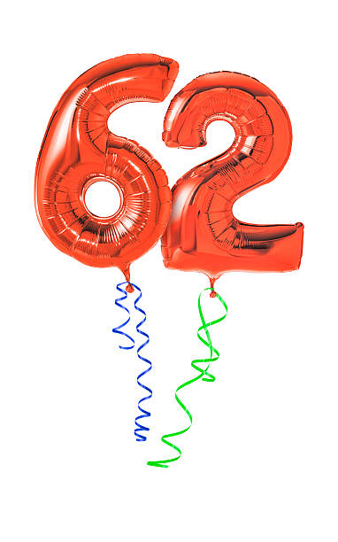istock Red balloons with ribbon - Number 62 470933222