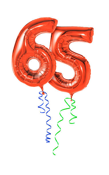 istock Red balloons with ribbon - Number 65 470933230
