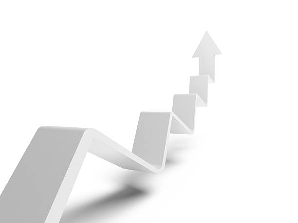 istock Broken trend line with arrow going up, 3d illustration 470934070