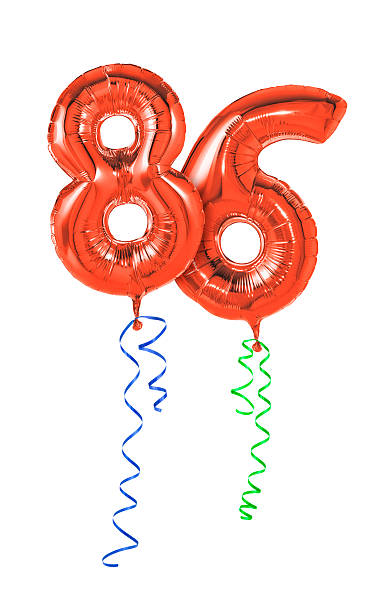 istock Red balloons with ribbon - Number 86 470934106