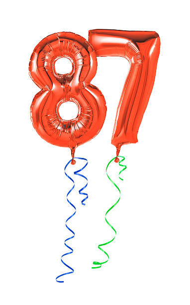 istock Red balloons with ribbon - Number 87 470934188