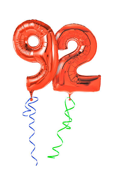 istock Red balloons with ribbon - Number 92 470934760