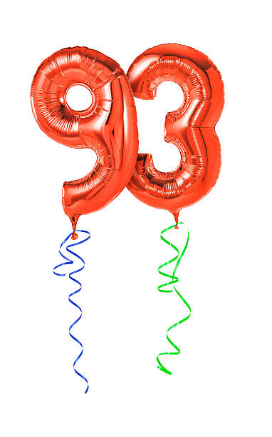 istock Red balloons with ribbon - Number 93 470934852