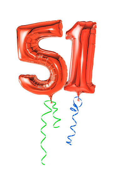 istock Red balloons with ribbon - Number 51 470934920