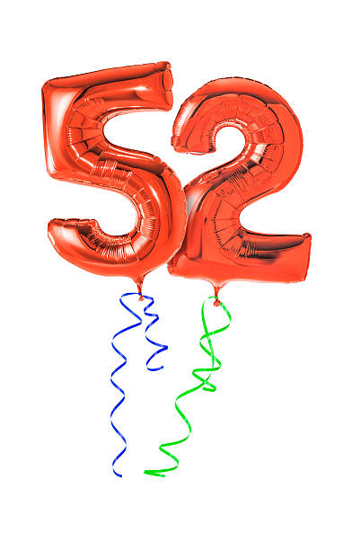 Red balloons with ribbon - Number 52