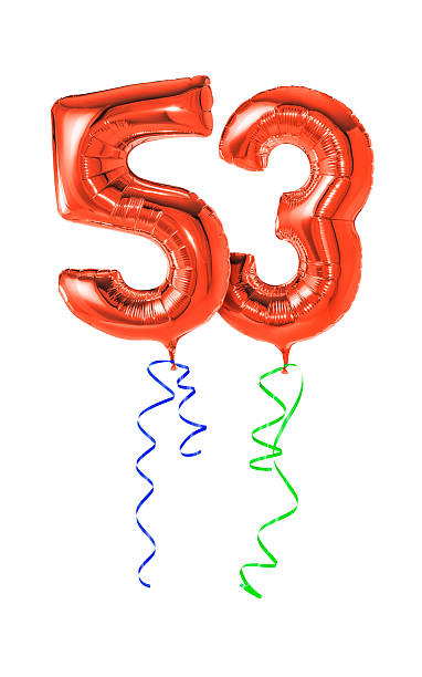 istock Red balloons with ribbon - Number 53 470934930