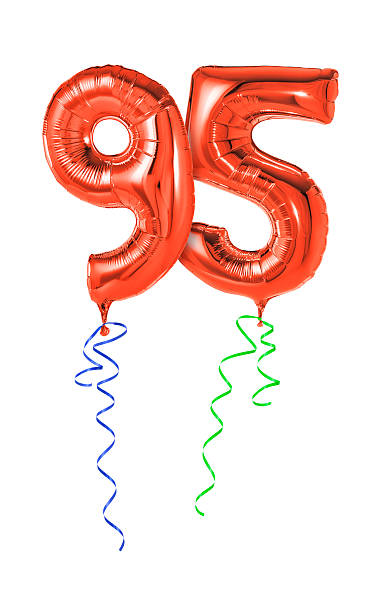 istock Red balloons with ribbon - Number 95 470934960
