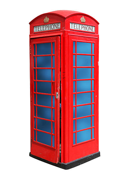 klassische britische rote telefonzelle in london, isoliert auf weiss - telephone cabin london england telephone booth stock-fotos und bilder