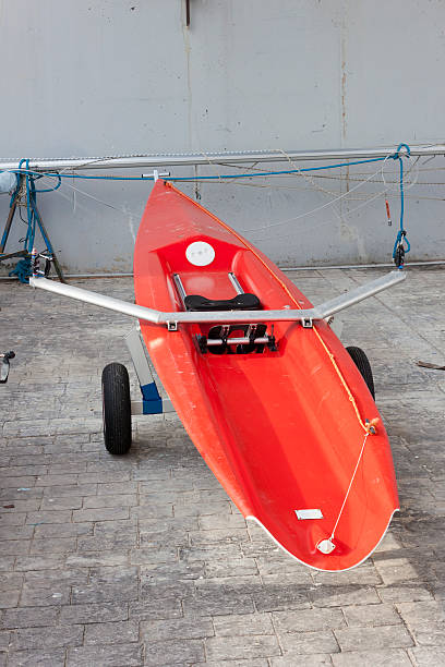 istock Red individual racing rowing boat. 470939244