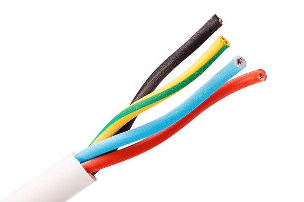 istock Closeup electric cable isolated on white 470943002
