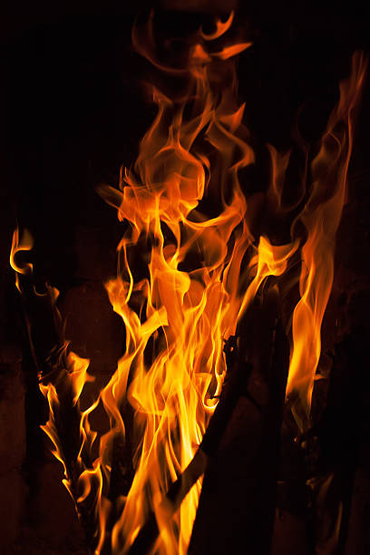 Close-up do fogo chamas - foto de acervo
