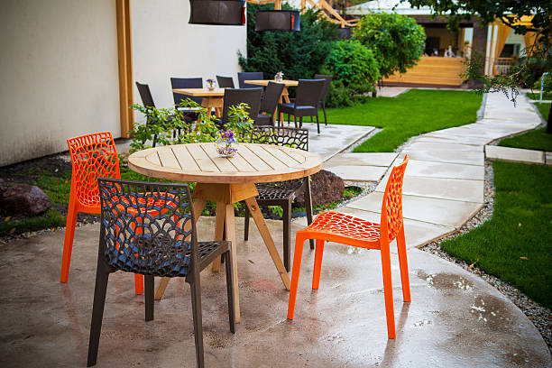 istock Table and chairs in the garden 470944378