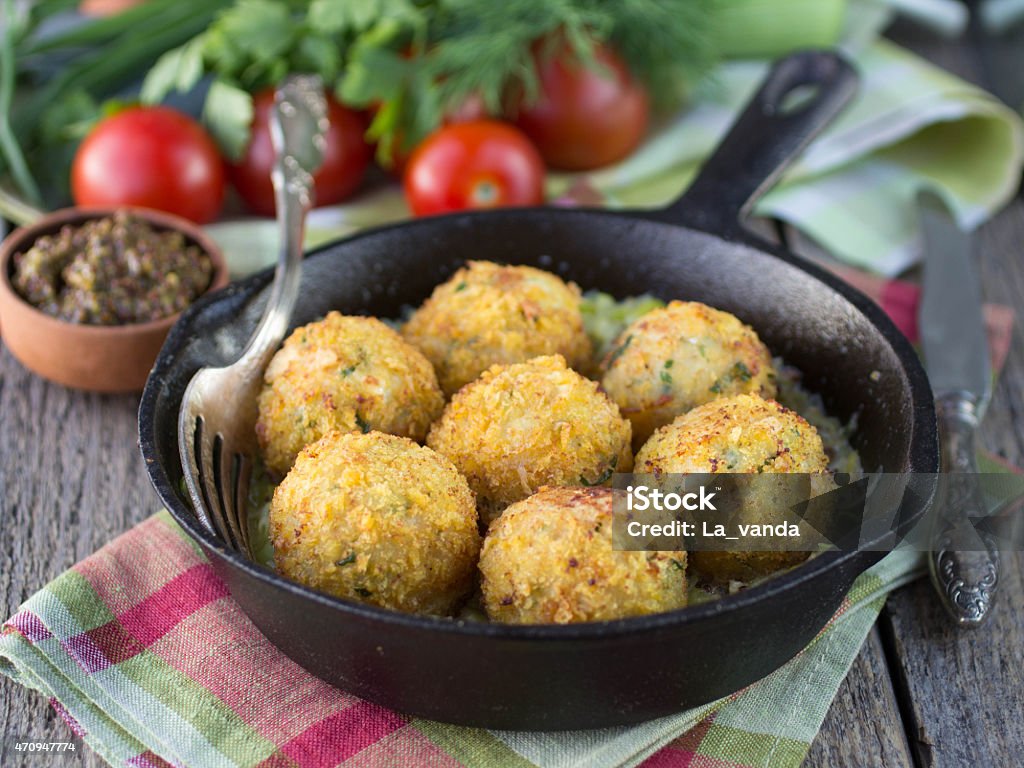 Fish cakes. Soft focus Homemade fish cakes with a sauce of leek. Soft focus Cod Stock Photo