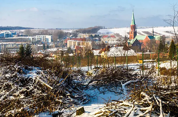 . winter overview of Radzionkow town. Silkesia Poland