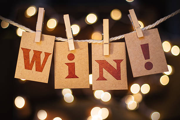 istock Win Concept Clipped Cards and Lights 470950942