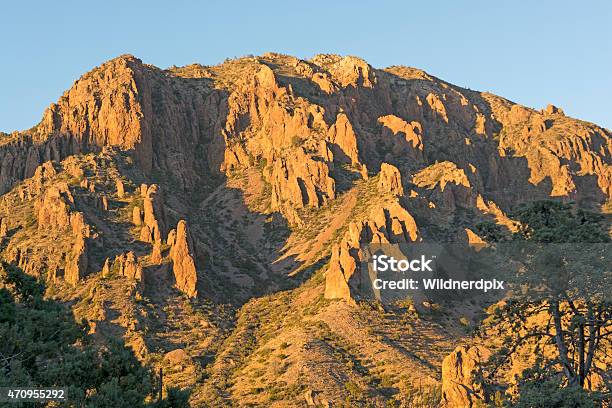 Evening Shadows In The Desert Peaks Stock Photo - Download Image Now - Chisos Mountains, 2015, American Culture