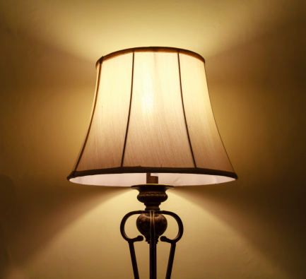 Retro lamp with yellow shade from canvas