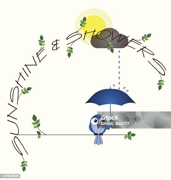 Ilustración de Sol Y Lluvia y más Vectores Libres de Derechos de Agua descendente - Agua descendente, Arbusto, Búho